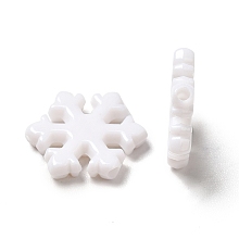 Honeyhandy Opaque Acrylic Beads, Christmas Snowflake, White, 12x11x2mm, Hole: 1.2mm, about 2500pcs/500g