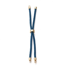 Honeyhandy Nylon Twisted Cord Bracelet Making, Slider Bracelet Making, with Eco-Friendly Brass Findings, Round, Golden, Marine Blue, 9 inch(22.8cm), Hole: 2.8mm, Single Chain Length: about 4-1/2 inch(11.4cm)