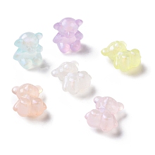 Honeyhandy Luminous Acrylic Beads, Glitter Beads, Glow in the Dark, Bear, Mixed Color, 17.5x15x10.5mm, Hole: 3mm, about 370pcs/500g