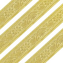 FINGERINSPIRE 5 Yards 1.6 Inch 4CM Glitter Metallic Gold Ribbon, Vintage Jacquard Craft Ribbon Floral Emobridered Woven Trim Ribbon DIY Embellishment for Crafts Gift Wrapping Bouquet Sewing Wedding