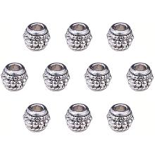 PandaHall Elite 100pcs Bicone Spacers Beads Tibetan Antique Silver Large Hole Jewelry Spacers Charms for Jewelry Makings, 8x6.5mm Hole: 3.5mm