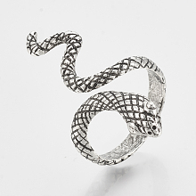 Honeyhandy Alloy Cuff Finger Rings, Snake, Antique Silver, Size 9, 19mm