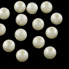 Honeyhandy Matte Round ABS Plastic Imitation Pearl Beads, Beige, 6mm, Hole: 1mm, about 5200pcs/500g