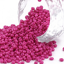 Honeyhandy Baking Paint Glass Seed Beads, Fuchsia, 12/0, 1.5~2mm, Hole: 0.5~1mm, about 30000pcs/bag