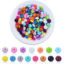 CHGCRAFT 150Pcs 15 Colors Silicone Abacus Beads Colorful Saucer Loose Spacer Beads Lentil Shaped Beads for Keychain Making Bracelet Necklace DIY Craft,12x6.5mm