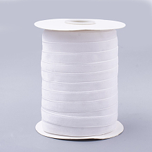 Honeyhandy Single Face Velvet Ribbon, White, 3/8 inch(9.5~10mm), about 50yards/roll(45.72m/roll)