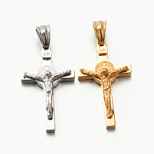 Honeyhandy Easter Theme Hot Unisex 201 Stainless Steel Crucifix Cross Pendants, Mixed Color, 30x17x6mm, Hole: 5x5.5mm