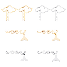 UNICRAFTALE 8Pcs 4 Styles Stainless Steel Connector Charms Cloud with Ladder and Fish Tail Link Charms Hollow Frames Connectors Jewelry Links for Jewelry Making