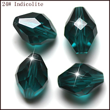 Honeyhandy Imitation Austrian Crystal Beads, Grade AAA, Faceted, Bicone, Dark Cyan, 10x13mm, Hole: 0.9~1mm