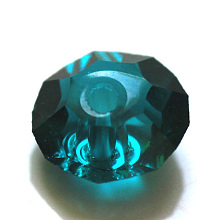 Honeyhandy Imitation Austrian Crystal Beads, Grade AAA, Faceted, Flat Round, Dark Cyan, 6x3.5mm, Hole: 0.7~0.9mm