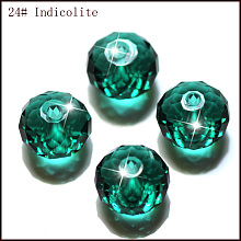 Honeyhandy Imitation Austrian Crystal Beads, Grade AAA, Faceted, Rondelle, Teal, 10x7mm, Hole: 0.9~1mm