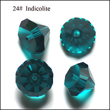 Honeyhandy Imitation Austrian Crystal Beads, Grade AAA, Faceted, Diamond, Dark Cyan, 7x5mm, Hole: 0.9~1mm