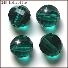 Honeyhandy Imitation Austrian Crystal Beads, Grade AAA, Faceted, Round, Dark Cyan, 6mm, Hole: 0.7~0.9mm