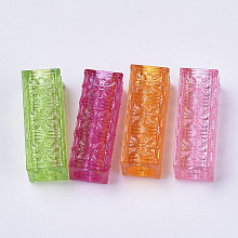 Honeyhandy Transparent Acrylic Beads, Dyed, Cuboid, Mixed Color, 30.5x11x11mm, Hole: 7.5mm, about 230pcs/500g