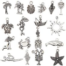 SUNNYCLUE 1 Box 72Pcs 18 Styles Summer Charms Turtle Charm Sea Shell Fish Tortoise Starfish Coconut Tree Crab Sun Ocean Animal Beach Charm for Jewelry Making Charms Bulk Alloy Craft Supplies Adult