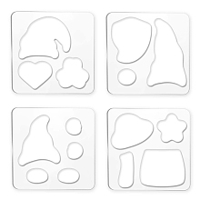 CRASPIRE Acrylic Earring Handwork Template, Card Leather Cutting Stencils, Square, Clear, Fairy Pattern, 152x152x4mm, 4 styles, 1pc/style, 4pcs/set