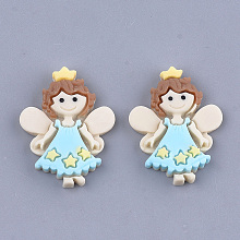 Honeyhandy Resin Cabochons, Fairy, Light Blue, 31x24x5.5mm