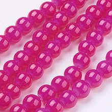 Honeyhandy Imitation Jade Glass Round Beads Strands, Spray Painted, Magenta, 8mm, Hole: 1.3~1.6mm, about 100pcs/strand, 31.4 inch