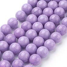 Honeyhandy Natural Mashan Jade Round Beads Strands, Dyed, Blue Violet, 10mm, Hole: 1mm, about 41pcs/strand, 15.7 inch