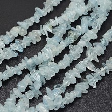 Honeyhandy Chips Natural Aquamarine Beads Strands, 3~8x3~12x3~5mm, Hole: 1mm, about 16 inch