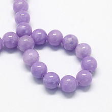 Honeyhandy Natural Dyed Yellow Jade Gemstone Bead Strands, Round, Medium Purple, 8mm, Hole: 1mm, about 50pcs/strand, 15.7 inch