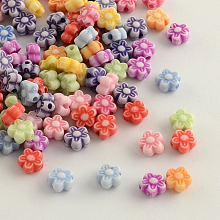 Honeyhandy Craft Style Colorful Acrylic Beads, Flower, Mixed Color, 7x4mm, Hole: 1.5mm