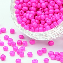 ARRICRAFT 6/0 Baking Paint Glass Seed Beads, Fuchsia, 4~5x3~4mm, Hole: 1~2mm, about 427pcs/50g