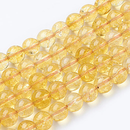 Arricraft Natural Quartz Crystal Beads Strands, Round, Dyed & Heated, Gold, 6mm, Hole: 1mm, about 31pcs/strand, 8 inches