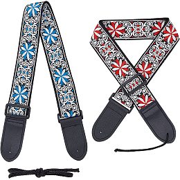 CHGCRAFT 2 Colors Adjustable Guitar Strap 2 Inch Wide Polyester Nylon Guitar Strap Polyester with Cotton Rope for Acoustic Electric Bass Guitar Musical Instrument Accessories, 33~55 Inch