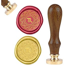 CRASPIRE Wax Seal Stamp Twelve Constellations Vintage Wax Sealing Stamps Retro 25mm Removable Brass Head Wooden Handle for Envelopes Invitations Wine Packages Greeting Cards Weeding(Scorpio)