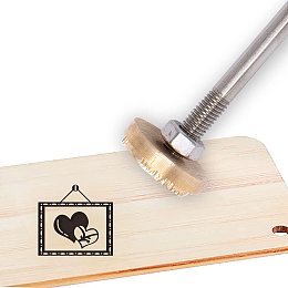 OLYCRAFT Wood Leather Cake Branding Iron 1.2 Inch Branding Iron Stamp Custom Logo BBQ Heat Bakery Stamp with Brass Head Wood Handle for Woodworking Baking Handcrafted Design - Album