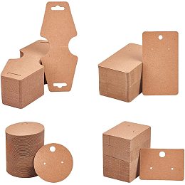 NBEADS 400 Pcs Jewelry Display Cards, 300 Pcs 3 Styles Kraft Paper Earring Holder Cards Display Bulk and 100 Pcs Necklace Display Cards for DIY Jewelry Display
