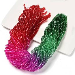 Transparent Painted Glass Beads Strands, Faceted, Rondelle, Colorful, 4.5x3.6mm, Hole: 0.8mm, about 120pcs/strand, 16.54''(42cm)