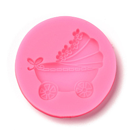 Honeyhandy DIY Baby Car Patterns Silicone Fondant Molds, for DIY Cake Decoration, UV & Epoxy Resin Jewelry Making, Hot Pink, 60x7.5mm, Inner Diameter: 43x46mm