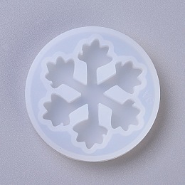 Honeyhandy Silicone Molds, Resin Casting Molds, For UV Resin, Epoxy Resin Jewelry Making, Snowflake, White, 50x8mm