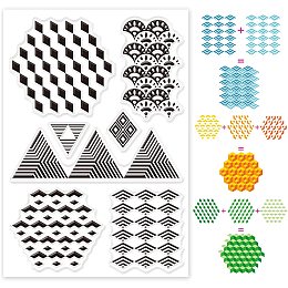 GLOBLELAND Geometric Pattern Background Silicone Clear Stamps Transparent Stamps for Birthday Valentine's Day Party Cards Making DIY Scrapbooking Photo Album Decoration Paper Craft