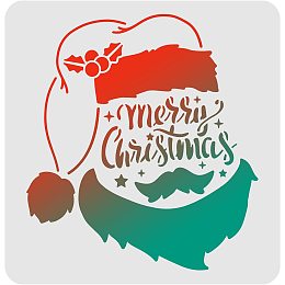 FINGERINSPIRE Santa Claus Stencil Decoration Template 11.8x11.8 inch Plastic Merry Christmas Stencils Square Reusable Stencils for Painting on Wood, Floor, Wall and Fabric