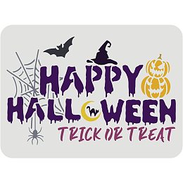 FINGERINSPIRE Happy Halloween Wicked Stencil, 11.7x8.3 inch Trick Or Treat Reusable Mylar Stencil Template for Painting Crafts and Decorations DIY Art Projects Wood Wall Halloween Home Decor