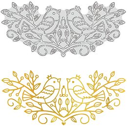 GLOBLELAND Bird Wreath Hot Foil Plate for DIY Foil Paper Embossing Scrapbooking Decor Greeting Cards Making Wedding Invitation,Matte Platinum,6x2.7Inches