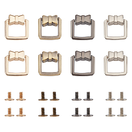 WADORN 8 Sets Bag Strap Connector Clasp, 4 Colors Suspension Clasp for Purse Bowknot Shape Handbag Side Clip Buckles with Loop Ring Metal Rotatable Ring Buckles Backpack Making Hardware Accessory