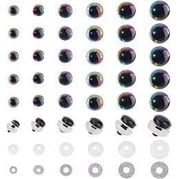 PandaHall Elite 24 Sets Glitter Safety Eyes 6 Sizes Craft Eyes Glitter Animal Eyes Crochet Eyes with Washers for Amigurumi Puppet Teddy Bear Stuffed Plush Animal Making 14.5/15/16.5/17/21.5/23mm