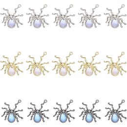 CHGCRAFT 15Pcs 3Colors Halloween Spider Alloy Charms Rack Plating with Lilac Resin Beads for Jewelry Making, Mixed Color