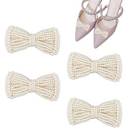 NBEADS 2 Pairs Pearl Bow Shoe Clips, Antique White Pearl Shoe Flower Exquisite Pearl Shoe Charms Buttons Jewelry Decorative Shoe Accessories for DIY Crafts Accessories Cloth Shoes Bag Package