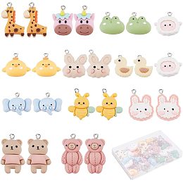 SUNNYCLUE 1 Box 48Pcs 12 Styles Animal Resin Flatback Charms Cute Cartoons Animals Shapes Charm Rabbit Bear Elephent Bee Duck Charm for Jewelery Making Charms DIY Bracelet Necklace Earring Crafts