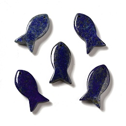 Honeyhandy Natural Lapis Lazuli Pendants, Fish Charms, 39x20x7~7.5mm, Hole: 2.3mm