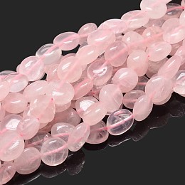 Honeyhandy Natural Rose Quartz Nuggets Beads Strands, Tumbled Stone, 4~8x6~9x5~7mm, Hole: 1mm, about 15.3 inch~15.7 inch
