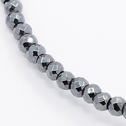 Honeyhandy Non-magnetic Synthetic Hematite Faceted Round Beads Strands, 3x3mm, Hole: 1.5mm, about 167pcs/strand, 15.5 inch