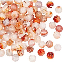 OLYCRAFT about 98Pcs 8mm Natural Agate Beads 1.2mm Hole Grade AB Round Beads Faceted Red Fire Agate Loose Gemstone Beads Energy Stone for Bracelet Necklace Earring Jewelry Making DIY Crafts