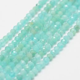 Honeyhandy Natural Amazonite Bead Strands, Grade AA, Faceted, Round, 2mm, Hole: 0.5mm, about 190~206pcs/strand, 15.5  inch(320~330mm)