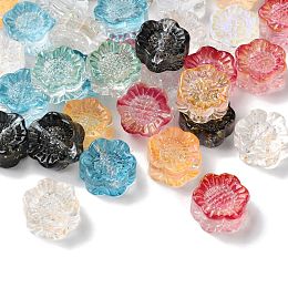 Honeyhandy Transparent Glass Beads, Flower, Mixed Color, 12.5x11.5x6mm, Hole: 1mm